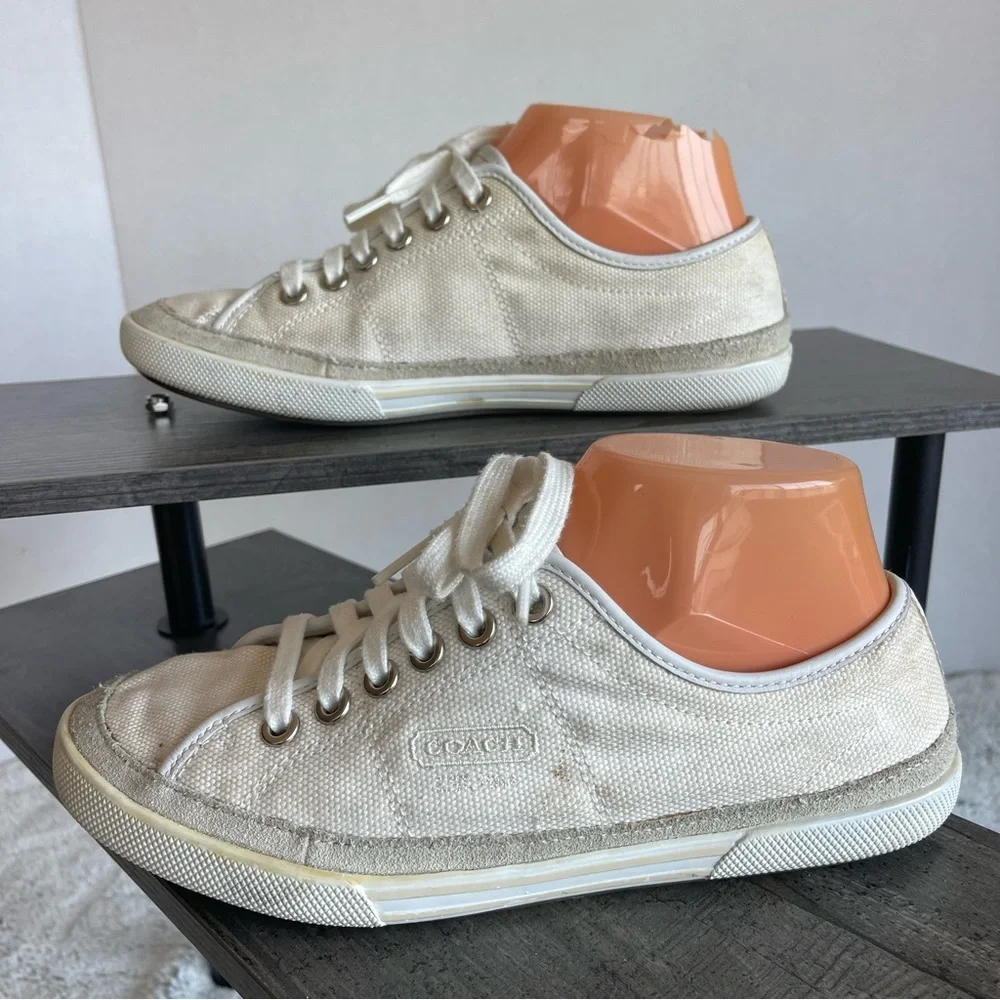 Coach Off-White Canvas Low-Top Sneakers Size 7.5